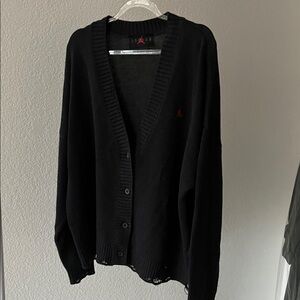 Jordan Distressed Black Cardigan